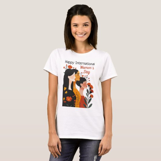 幸国際的せな女性の日 Tシャツ (正面フル)