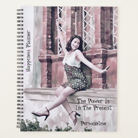 幸福かわいらし引用文ガーリーピンクジャーナル プランナー手帳 (正面)