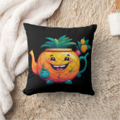 幸福で繁栄したパイナップルティーポット クッション (ブランケット)