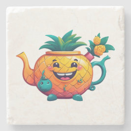 幸福で繁栄したパイナップルティーポット ストーンコースター