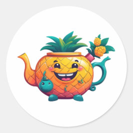 幸福で繁栄したパイナップルティーポット ラウンドシール