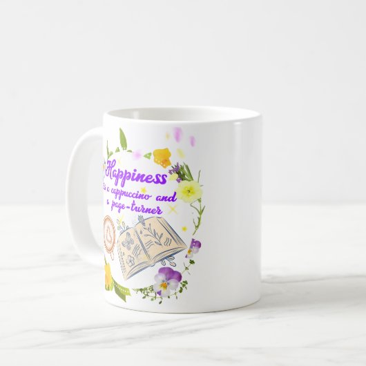 幸福とはカプチーノとページターナーである コーヒーマグカップ (正面左)