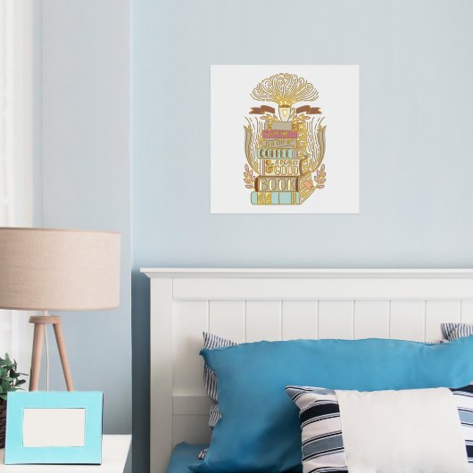 幸福とはコーヒーと本の愛好家 箔ポスター (インサイチュ (寝室))