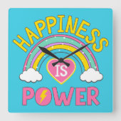 幸福とはパワーレインボー スクエア壁時計 (正面)