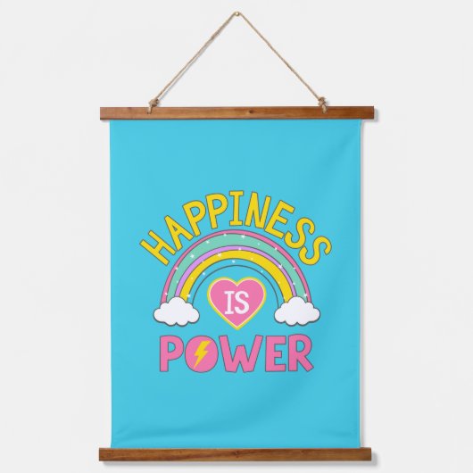 幸福とはパワーレインボー 吊り下げ型タペストリー (正面)