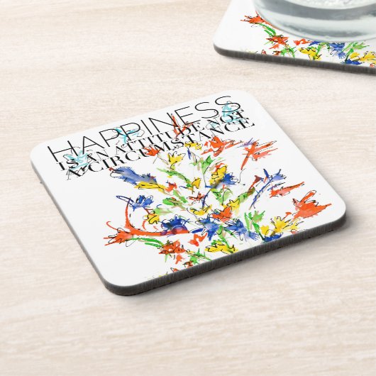 幸福とは心の中で羽ばたきする態度 コースター (左側)