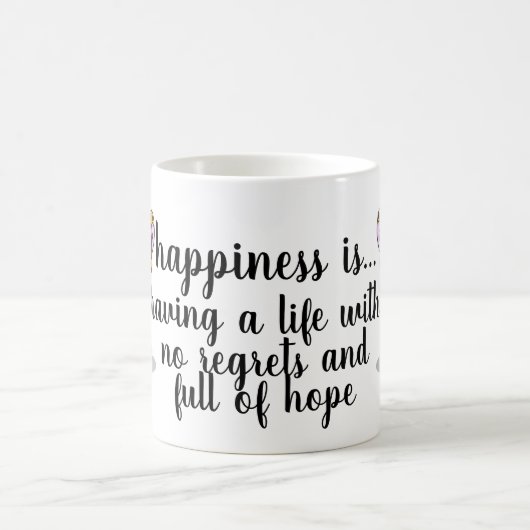 幸福とチーターの雰囲気：人生の引用文 コーヒーマグカップ (中央)