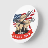 幸福な労働日 ラウンド壁時計 (傾斜)