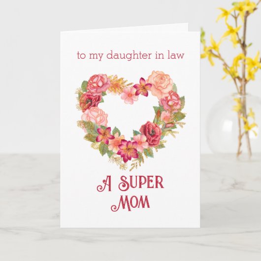 幸福な母の日から娘へ法律のハート花 カード (黄色い花)