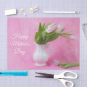 幸福な母の日ピンクのチューリップを花瓶に 薄葉紙 (クラフト)