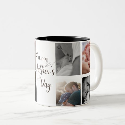 幸福な父の日のマグカップ | 8枚の写真マグカップ ツートーンマグカップ (正面右)