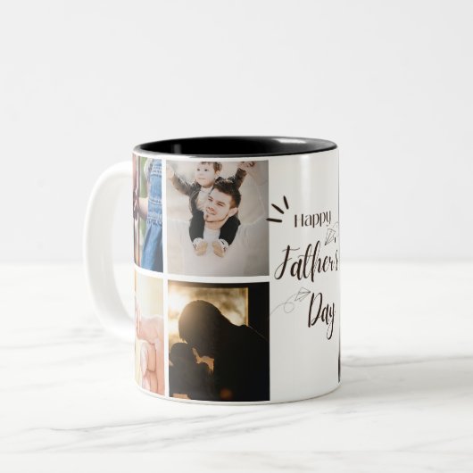幸福な父の日のマグカップ | 8枚の写真マグカップ ツートーンマグカップ (正面左)