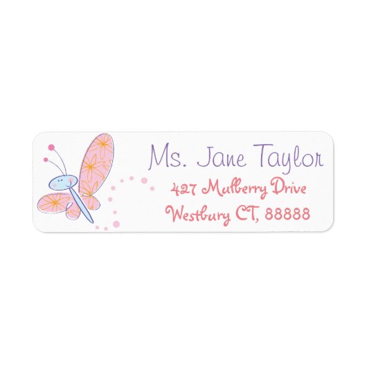 幸福な蝶の赤ちゃんシャワー ラベル (正面)