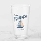 幸福な退職の帆船ガラス タンブラーグラス (正面)