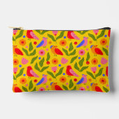 幸福な鳥が群れをなして陽気にする アクセサリーポーチ (正面)