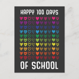 幸福な100日の学校百ハート ポストカード
