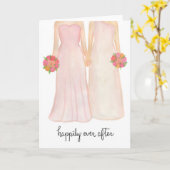 幸福にその後ずっとレズビアンのカップルの挨拶状 カード (黄色い花)