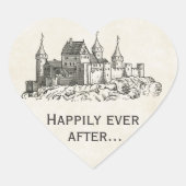 幸福にその後ずっと結婚式の引き出物のステッカー ハートシール (正面)