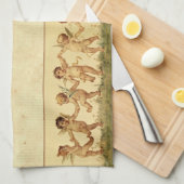 幸福に天使を踊るヴィンテージの菓子 キッチンタオル (四つ折り)