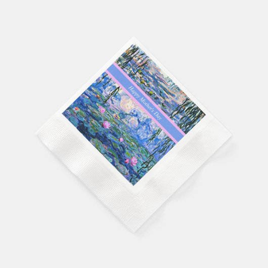 幸福のお母さんの日、睡蓮絵画の日。 縁ありカクテルナプキン (角)