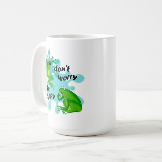 幸福のカエルを心配しなおもしろいい コーヒーマグカップ (正面左)