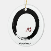 幸福のクリスマスのオーナメントが付いているEnsoの円 セラミックオーナメント (左)