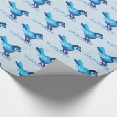 幸福のクロスステッチの点の青い鳥 ラッピングペーパー (角)