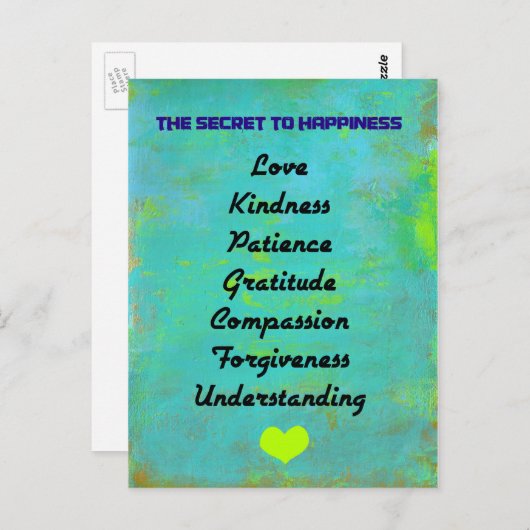 幸福のタイポグラフィのデザインへの秘密 ポストカード (正面/裏面)