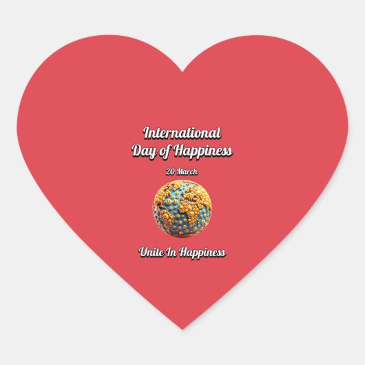 幸福の中で一つになる。幸福国際的の日 ハートシール (正面)