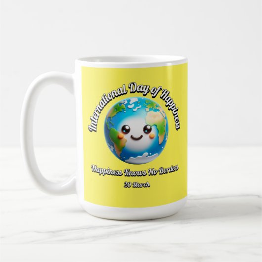 幸福の日。幸福は知らな縁どい。 コーヒーマグカップ (左)