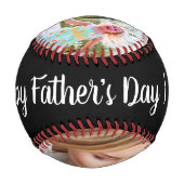 幸福の父の日 | 2枚の写真 |家族の贈り物 野球ボール (裏面)