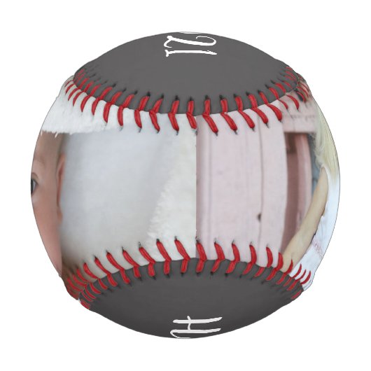 幸福の父の日 | 2枚の写真 |家族の贈り物 野球ボール (正面)