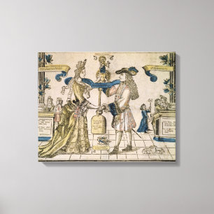 幸福の結婚（ステンシル色の木版画） キャンバスプリント