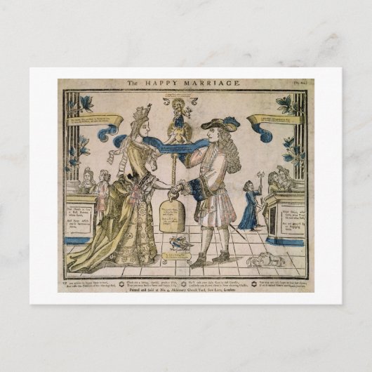 幸福の結婚（ステンシル色の木版画） ポストカード (正面)