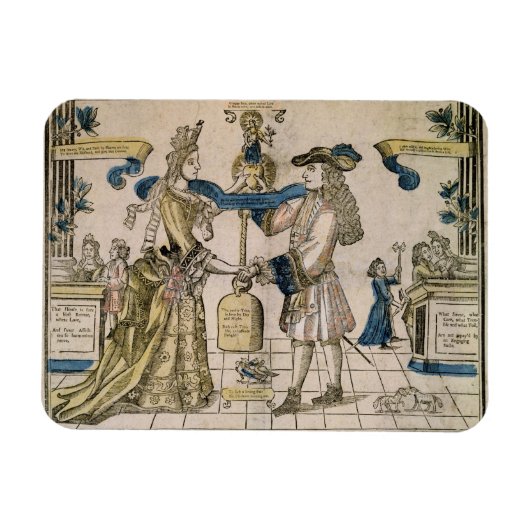 幸福の結婚（ステンシル色の木版画） マグネット (横)