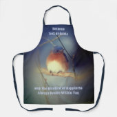 幸福の青感動的パーソナライズされた鳥 エプロン (正面)