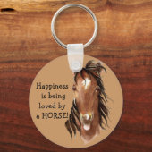 幸福はウマに愛されている！ユーモア キーホルダー (正面)