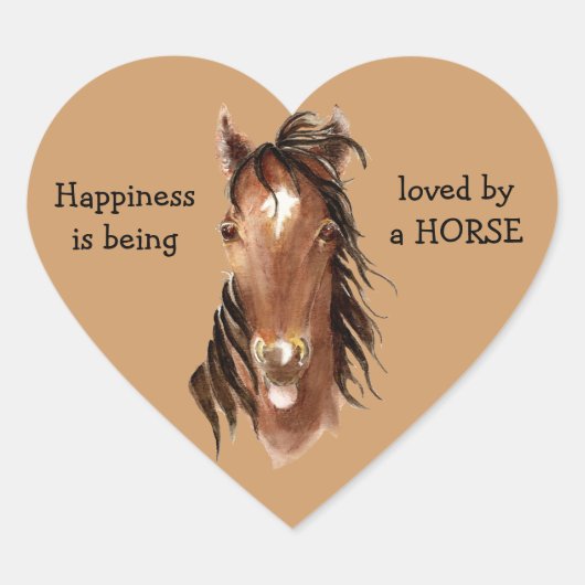 幸福はウマに愛されている！ユーモア ハートシール (正面)