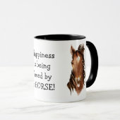 幸福はウマに愛されている!ユーモア マグカップ (正面右)