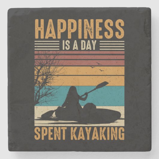 幸福はカヤックに費やされた日だ ストーンコースター (正面)