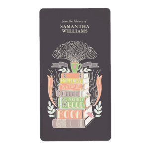 「幸福はコーヒーと本だ」蔵書票 ラベル