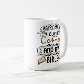 幸福はコーヒーと私の聖書のカップである コーヒーマグカップ (正面右)