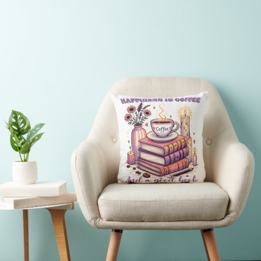 幸福はコーヒーと良い本である クッション (椅子)