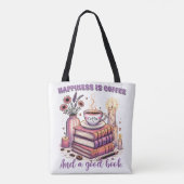 幸福はコーヒーと良い本である トートバッグ (裏面)