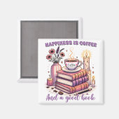 幸福はコーヒーと良い本である マグネット (正面/裏面)