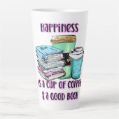 幸福はコーヒーと良い本のカップである カフェラテマグ (正面)