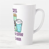 幸福はコーヒーと良い本のカップである カフェラテマグ (右)