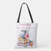 幸福はコーヒーと良い本のカップである トートバッグ (裏面)