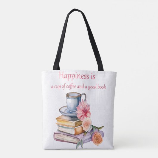 幸福はコーヒーと良い本のカップである トートバッグ (裏面)