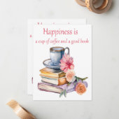 幸福はコーヒーと良い本のカップである ノートカード (正面/裏面インサイチュ)